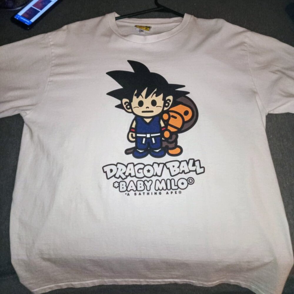 BAPE•*A BATHING APE®•Dragon Ball Goku +*Baby Milo®Collab. 2016 WHITE XL T-SHIRT